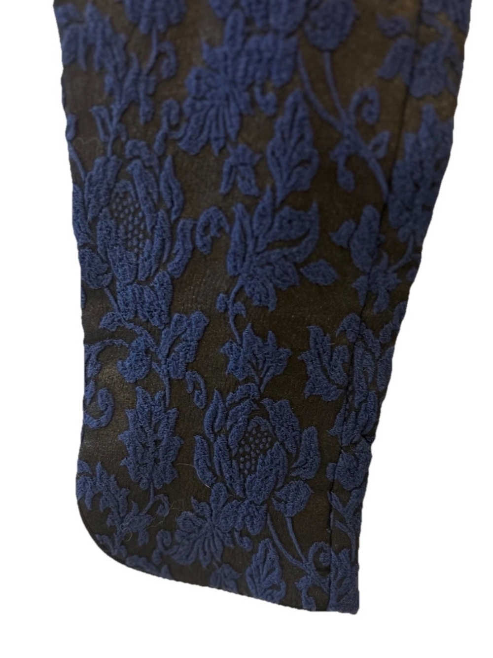 Soft Surroundings Navy Floral Jacquard Brocade Ankle Pants Size 6 - Picture 5 of 9